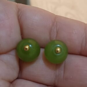 18k Green Jade Earrings